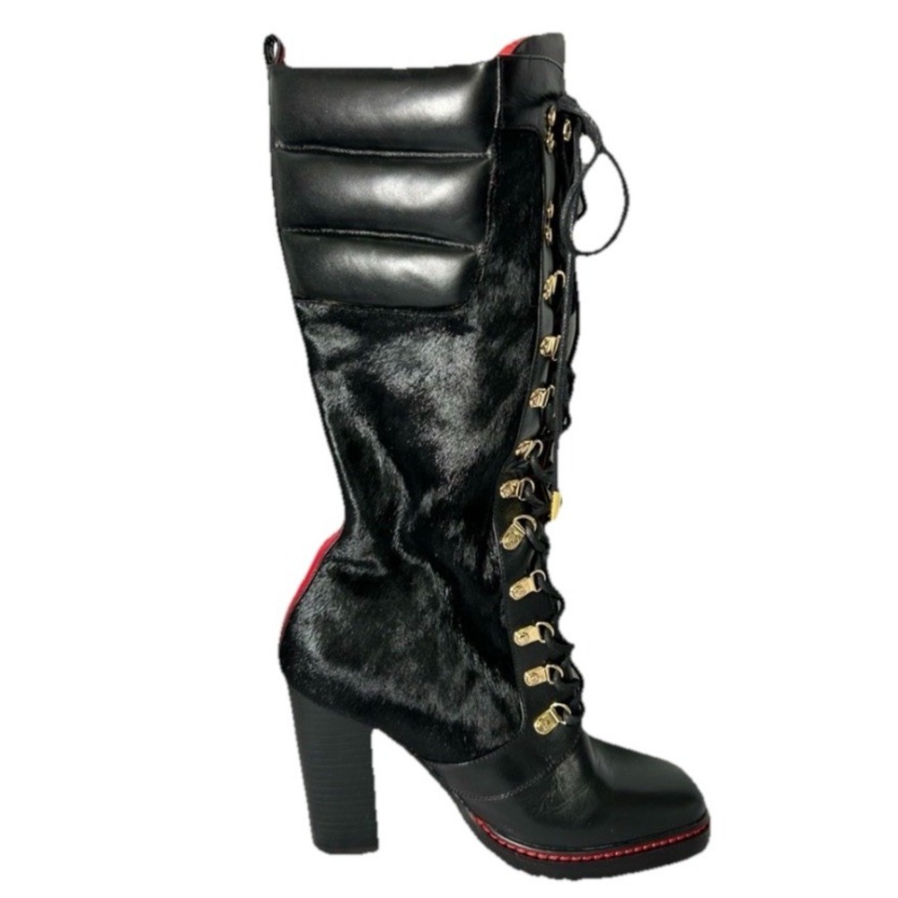IAMJENNIFERLE Jennifer Le Driftwood Expedition Boots Black Red Calf Hair 37 6.5